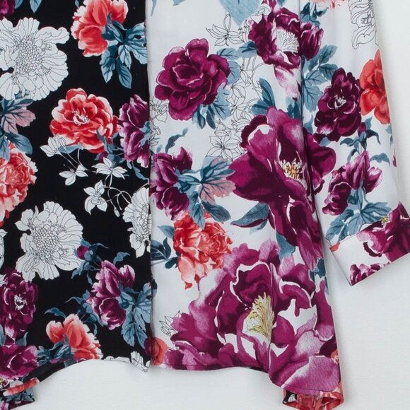 Chicos Womens Floral Button Down Blouse Size S Shark Bite 3/4 Sleeve Whimsigoth - Picture 3 of 8